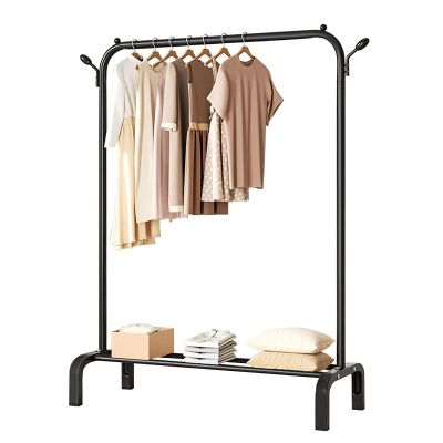 Panet coat rack Floor hanger single pole clothes rod indoor coat rack household bedroom clothes rack (Color : Black)