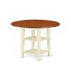 East West Furniture SUPL5-BMK-W 5 Piece Dining Room Table Set Includes a Round Kitchen Table with Dropleaf & Shelves and 4 Dining Chairs, 42x42 Inch, Buttermilk & Cherry view 3