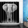 Amagical Elephant Art Black and White Photography 3 Piece Shower Curtain Set Bath Mat Set Non Slip Bathroom Mat Contour Rug Mat Shower Curtain with 12 Hooks view 2