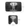 Amagical Elephant Art Black and White Photography 3 Piece Shower Curtain Set Bath Mat Set Non Slip Bathroom Mat Contour Rug Mat Shower Curtain with 12 Hooks view 4