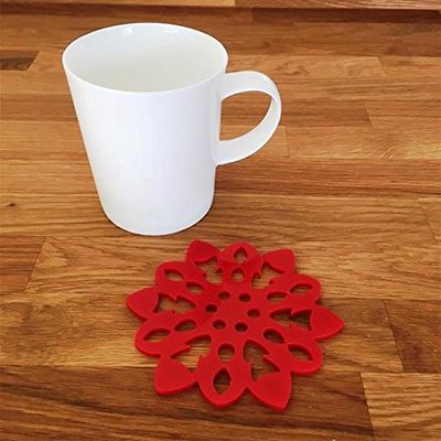Snowflake Shaped Coaster Set by Super Cool Creations, Red - Set of 6