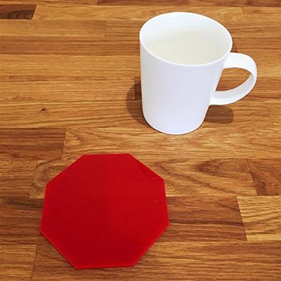 Octagonal Shaped Coaster Set by Super Cool Creations, Red - Set of 8