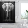 Amagical 4PCS Elephant Art Black and White Photography Shower Curtain Set Bath Mat Set, Non Slip Bathroom Mat Contour Rug Mat Toilet Cover Fabric Waterproof Shower Curtain with 12 Hooks view 2