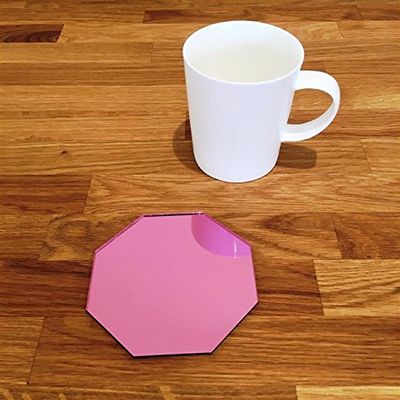 Octagonal Shaped Coaster Set by Super Cool Creations, Pink Mirror - Set of 6