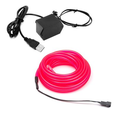 3m/9.8ft Large 2.3 mm Thick - Pink Neon LED Light Glow EL Wire - Powered by USB Port - Craft Neon Wire String Light for DIY Project Costume Accessories Cosplay