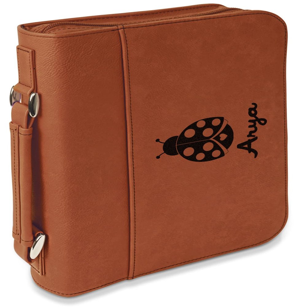 Personalized Ladybugs & Gingham Leatherette Bible Cover with Handle & Zipper - Large - Double Sided
