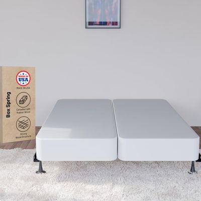 Greaton Assembled Split Low Profile Metal Traditional Box Spring/Foundation for Mattress, Full, Beige