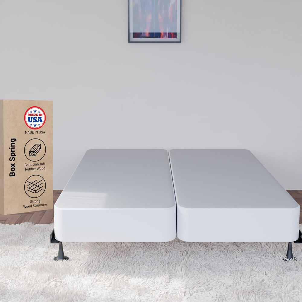 Greaton Assembled Split Low Profile Metal Traditional Box Spring/Foundation for Mattress, Full, Beige