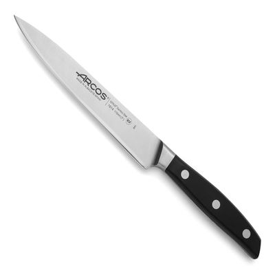 Arcos Forged Sole Fish Knife Forged Stainless Steel 7 Inch. Micarta Handle & Special Silk Edge and Silver Blade 190 mm. Series Manhattan. Black Color Impress and Amaze with Every Cut