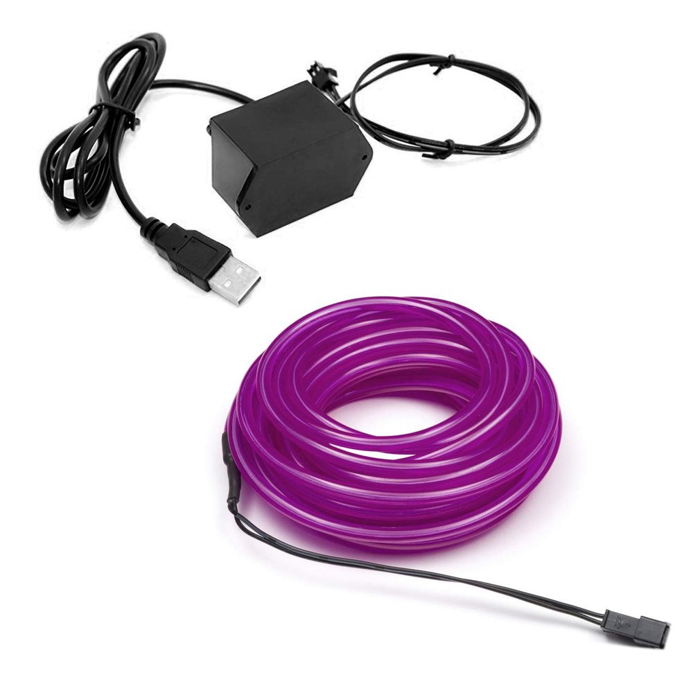 3m/9.8ft Large 1.4 mm Thin - Purple Neon LED Light Glow EL Wire - Powered by USB Port - Craft Neon Wire String Light for DIY Project Costume Accessories Cosplay