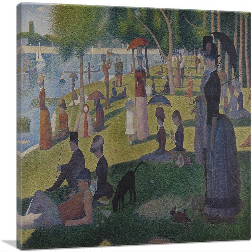ARTCANVAS A Sunday Afternoon on the Island of La Grande Jatte 1884 Canvas Art Print Stretched Framed Painting Picture Poster Giclee Wall Decor by Georges Seurat - 40" x 26" (0.75" Deep)