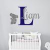 Elephant Custom Name and Initial - Nursery Elephant Custom Personalized Name Wall Decal - Nursery Elephant Wall Decals - Elephant Decor - Wall Decal for Nursery Decoration (Wide 50"x27" Height Inches) view 1