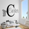 Elephant Custom Name and Initial - Nursery Elephant Custom Personalized Name Wall Decal - Nursery Elephant Wall Decals - Elephant Decor - Wall Decal for Nursery Decoration (Wide 50"x27" Height Inches) view 2