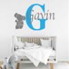 Elephant Custom Name and Initial - Nursery Elephant Custom Personalized Name Wall Decal - Nursery Elephant Wall Decals - Elephant Decor - Wall Decal for Nursery Decoration (Wide 50"x27" Height Inches) view 4