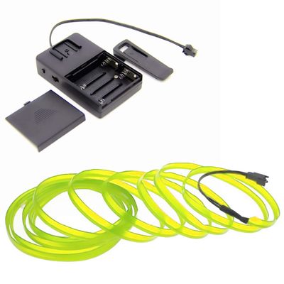 1-Pack 5m/16.4ft Lime Green Neon LED Light Glow EL Wire - 2.3 mm Thick - Powered by 6V Portable - 4AAA - Sound Active - Craft Neon Wire String Light for DIY Project Costume Accessories Cosplay