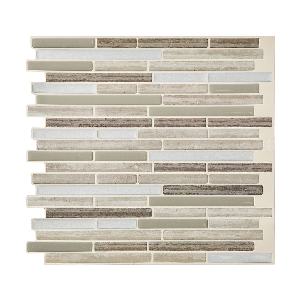 Tack Tile Peel & Stick Vinyl Backsplash (Thin Mosaic Brown)