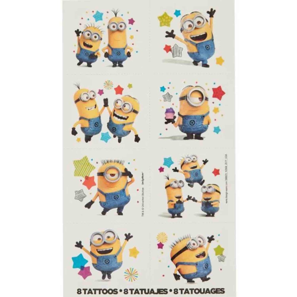 amscan Despicable Me Assorted Party Favor Tattoos, 8 Ct.