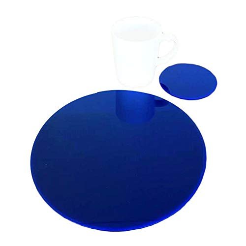 Super Cool Creations Round Placemat and Coaster Set, Blue - 4 Placemats and 4 Coaster - Large