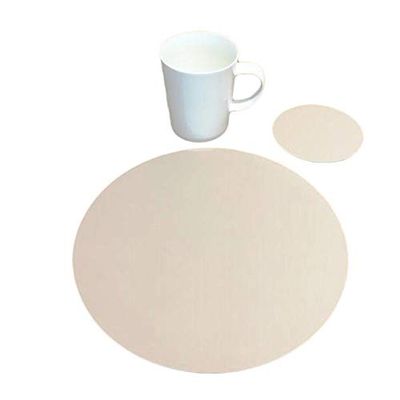 Super Cool Creations Round Placemat and Coaster Set, Latte - 4 Placemats and 4 Coaster - Large