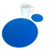 Super Cool Creations Round Placemat and Coaster Set, Bright Blue - 4 Placemats and 4 Coaster - Large view 1