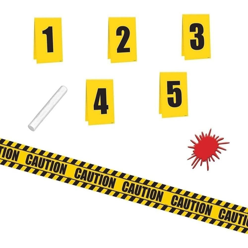Crime Scene Decorating Kit - 13"x7" ( Pack of 10) - Unleash Your Inner Detective with this Party Decor Set - Perfect for Murder Mystery Soirees & Thrilling Celebrations