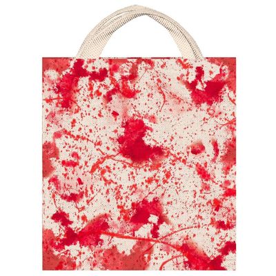 Spooktacular Bloody Treat Canvas Bag - 14.75" x 13.5" (1 Count) - Ideal for Trick or Treating & Festive Parties