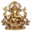 Exotic India Ashirwad Ganesha Statues, Natural Brass view 1