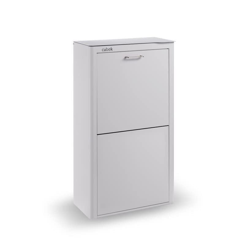 DON HIERRO - Cubek | Trash Can with Recycling Bin Combo | 20 Gallon Trash Bin | Multi Composting Bin Indoor Compost | Modern Trash Can for Home, Kitchen, Office Color Coded Bins | Gray