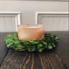 8 Inch Small Mini Preserved Boxwood Wreath Candle Ring Holder, Decorative for Christmas Year Round, Spring, Summer, Thanksgiving, Rustic Farmhouse Holiday Home Decor, Handmade, Green view 1