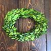 8 Inch Small Mini Preserved Boxwood Wreath Candle Ring Holder, Decorative for Christmas Year Round, Spring, Summer, Thanksgiving, Rustic Farmhouse Holiday Home Decor, Handmade, Green view 2