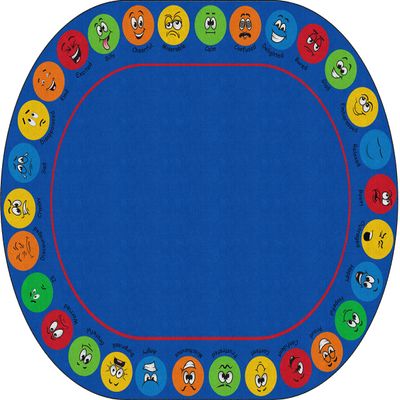Flagship Carpets My Many Feelings Oval Multicolor Educational Area Rug for Home Learning or Playroom Carpet, Kids Room Mat or Classroom Rug, 10'6" x 13'2"