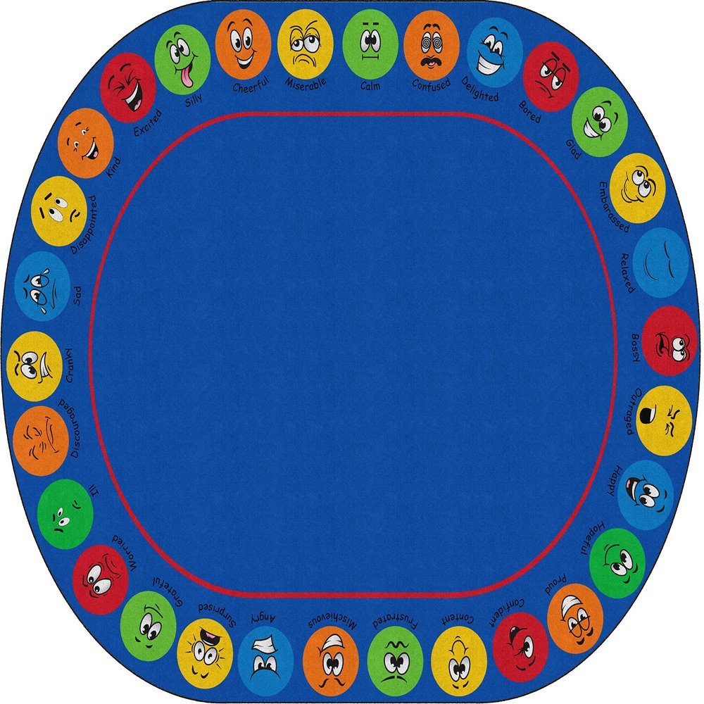 Flagship Carpets My Many Feelings Oval Multicolor Educational Area Rug for Home Learning or Playroom Carpet, Kids Room Mat or Classroom Rug, 10'6" x 13'2"