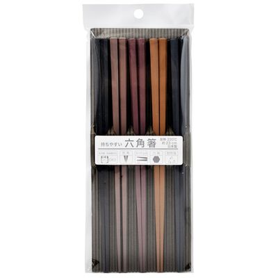 ArtNap 71270001 Heat-Resistant Plastic Chopsticks, Hexagonal, 5 Pairs, Dishwasher Safe, Heat Resistant Plastic Chopsticks