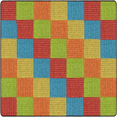 Flagship Carpets Basketweave Blocks Carpet Rug for Home or School Learning Area, Children's Classroom, Kid's Bedroom or Playroom, 7'6" x 12', Multicolor