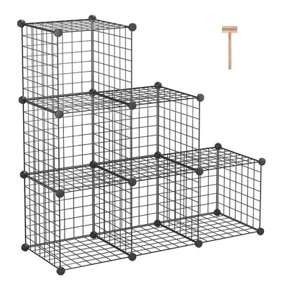 C&AHOME Wire Cube Storage, 6 - Cube Organizer Metal C Grids, Modular Shelves Units, Storage Bins Shelving, Closet Organizer, Ideal for Home, Office, Living Room, 36.6L x 12.4W x 36.6H Black