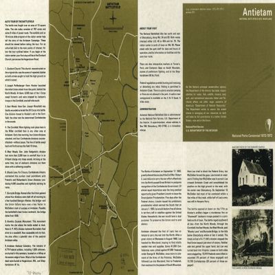 14" x 24" 1972 Map Of Antietam National Battlefield Maryland