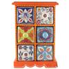 Indian Shelf 1 Piece Vocalforlocal Handmade Multicolor Wooden 6 Drawer Floral Pattern Spice Box Seasoning Masala Organizer Rack Jewellery Container view 1