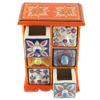 Indian Shelf 1 Piece Vocalforlocal Handmade Multicolor Wooden 6 Drawer Floral Pattern Spice Box Seasoning Masala Organizer Rack Jewellery Container view 2
