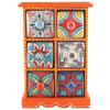 Indian Shelf 1 Piece Vocalforlocal Handmade Multicolor Wooden 6 Drawer Floral Pattern Spice Box Seasoning Masala Organizer Rack Jewellery Container view 1