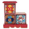 Indian Shelf 1 Piece Vocalforlocal Handmade Multicolor Wooden 3 Step Drawer Floral Pattern Spice Box Seasoning Masala Organizer Rack Jewellery Container view 1