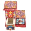 Indian Shelf 1 Piece Vocalforlocal Handmade Multicolor Wooden 3 Step Drawer Floral Pattern Spice Box Seasoning Masala Organizer Rack Jewellery Container view 2