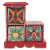 Indian Shelf 1 Piece Vocalforlocal Handmade Multicolor Wooden 3 Step Drawer Floral Pattern Spice Box Seasoning Masala Organizer Rack Jewellery Container view 1