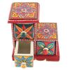 Indian Shelf 1 Piece Vocalforlocal Handmade Multicolor Wooden 3 Step Drawer Floral Pattern Spice Box Seasoning Masala Organizer Rack Jewellery Container view 2