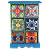 Indian Shelf 1 Piece Vocalforlocal Handmade Multicolor Wooden 6 Drawer Floral Pattern Spice Box Seasoning Masala Organizer Rack Jewellery Container view 1