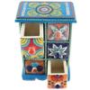 Indian Shelf 1 Piece Vocalforlocal Handmade Multicolor Wooden 6 Drawer Floral Pattern Spice Box Seasoning Masala Organizer Rack Jewellery Container view 2