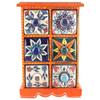 Indian Shelf 1 Piece Vocalforlocal Handmade Multicolor Wooden 6 Drawer Floral Pattern Spice Box Seasoning Masala Organizer Rack Jewellery Container view 1