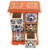 Indian Shelf 1 Piece Vocalforlocal Handmade Multicolor Wooden 6 Drawer Floral Pattern Spice Box Seasoning Masala Organizer Rack Jewellery Container view 2