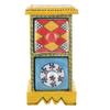 Indian Shelf 1 Piece Vocalforlocal Handmade Multicolor Wooden 2 Vertical Drawers Floral Pattern Spice Box Seasoning Masala Organizer Rack Jewellery Container view 1