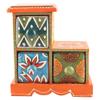 Indian Shelf 1 Piece Vocalforlocal Handmade Multicolor Wooden 3 Step Drawer Floral Pattern Spice Box Seasoning Masala Organizer Rack Jewellery Container view 1