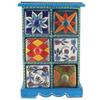 Indian Shelf 1 Piece Vocalforlocal Handmade Multicolor Wooden 6 Drawer Floral Pattern Spice Box Seasoning Masala Organizer Rack Jewellery Container view 1